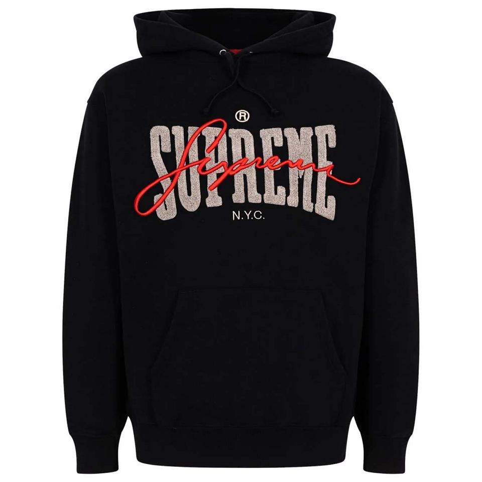 Supreme Embroide Chenilles Majica S Kapuljačom Crne | HR108KI