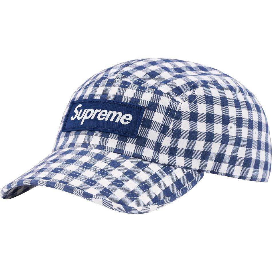 Supreme Gingham Camp Cap Šeširi Plave | HR476CE