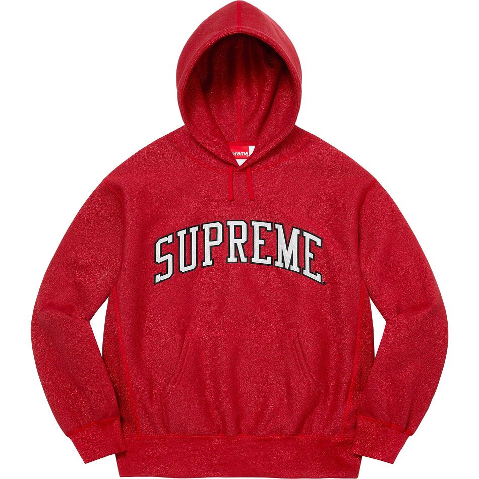 Supreme Glitter Arc Hooded Dukserice Crvene | HR295VD