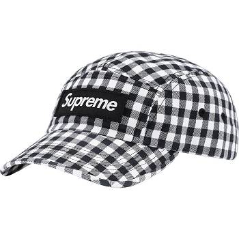 Supreme Gingham Camp Cap Šeširi Crne | HR475XF