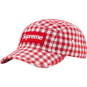 Supreme Gingham Camp Cap Šeširi Crvene | HR477VD