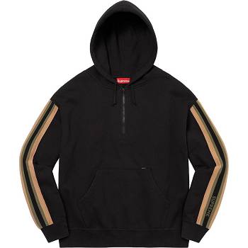 Supreme Half Zip Hooded Dukserice Crne | HR298MA