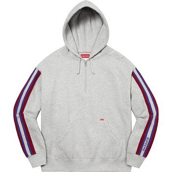 Supreme Half Zip Hooded Dukserice Sive | HR299QZ