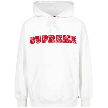 Supreme Lace Detail Logo Majica S Kapuljačom Bijele | HR116MA