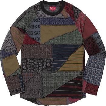 Supreme Patchwork Jacquard L/S Top Džemperi Crne Visebojne | HR266ZG